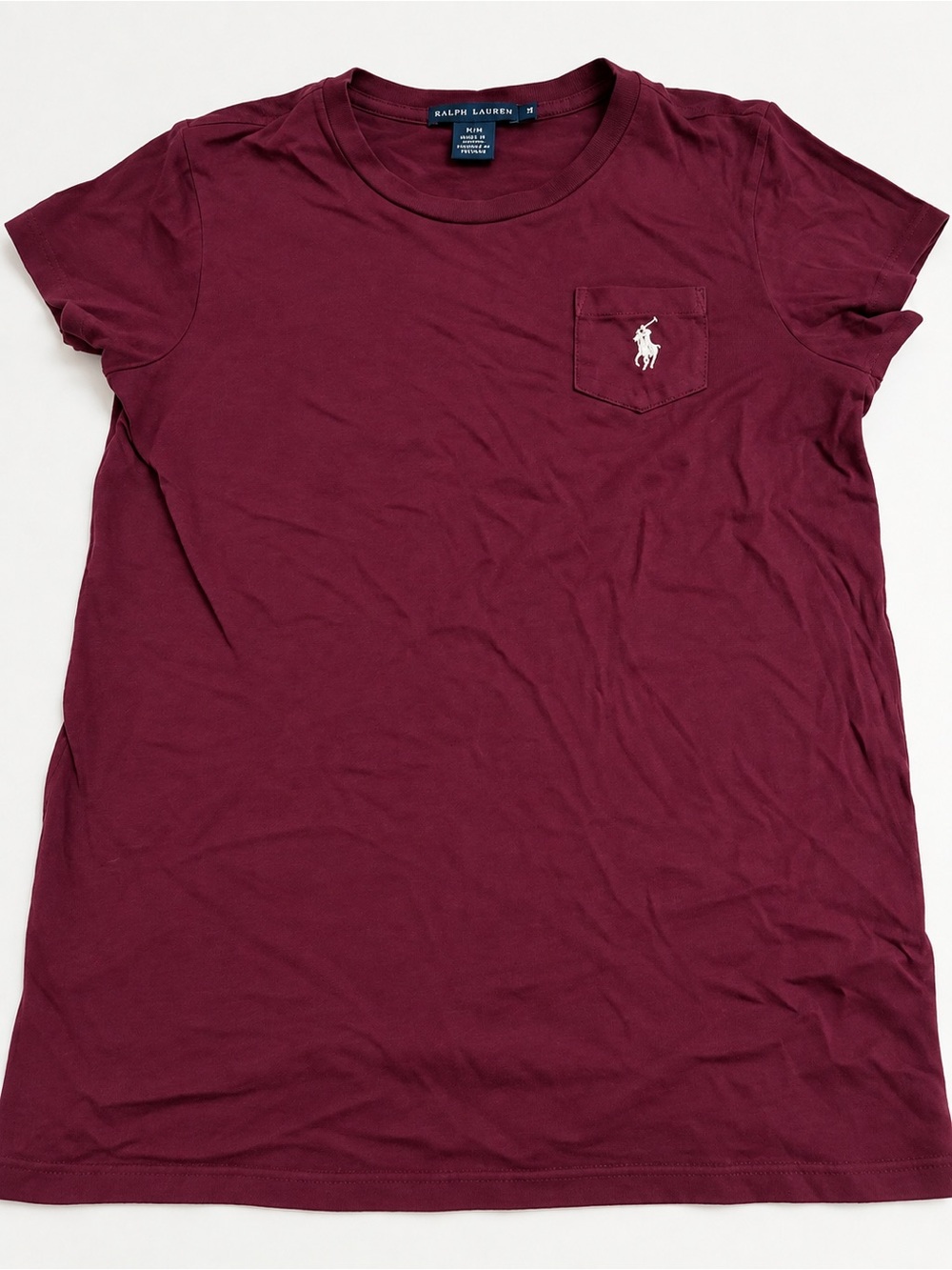Ralph Lauren Short Sleeve Pocket Tee in Deep Wine/Burgundy